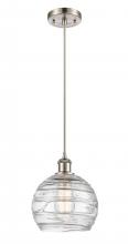  516-1P-SN-G1213-8 - Athens Deco Swirl - 1 Light - 8 inch - Brushed Satin Nickel - Cord hung - Mini Pendant