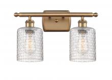  516-2W-BB-G112C-5CL - Cobbleskill - 2 Light - 15 inch - Brushed Brass - Bath Vanity Light