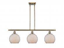  516-3I-AB-G121-8CBK-LED - Farmhouse Chicken Wire - 3 Light - 36 inch - Antique Brass - Cord hung - Island Light