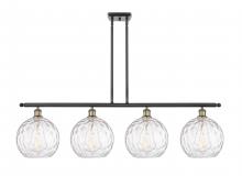  516-4I-BAB-G1215-10-LED - Athens Water Glass - 4 Light - 48 inch - Black Antique Brass - Cord hung - Island Light