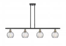  516-4I-BAB-G1215-6-LED - Athens Water Glass - 4 Light - 48 inch - Black Antique Brass - Cord hung - Island Light