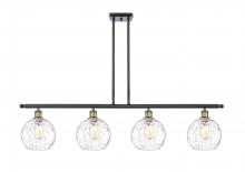  516-4I-BAB-G1215-8-LED - Athens Water Glass - 4 Light - 48 inch - Black Antique Brass - Cord hung - Island Light