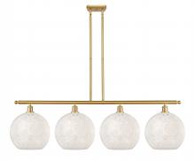  516-4I-SG-G1216-12WM - White Mouchette - 4 Light - 50 inch - Satin Gold - Stem Hung - Island Light