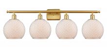  516-4W-SG-G121-8CSN-LED - Farmhouse Chicken Wire - 4 Light - 38 inch - Satin Gold - Bath Vanity Light