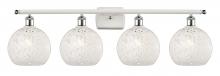  516-4W-WPC-G1216-8WM - White Mouchette - 4 Light - 38 inch - White Polished Chrome - Bath Vanity Light