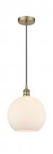  616-1P-AB-G121-10 - Athens - 1 Light - 10 inch - Antique Brass - Cord hung - Mini Pendant