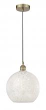  616-1P-AB-G1216-12WM - White Mouchette - 1 Light - 12 inch - Antique Brass - Cord Hung - Mini Pendant