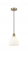  616-1P-AB-GBD-751 - Bristol - 1 Light - 8 inch - Antique Brass - Cord hung - Mini Pendant