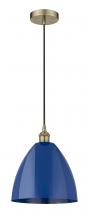  616-1P-AB-MBD-12-BL - Plymouth - 1 Light - 12 inch - Antique Brass - Cord hung - Mini Pendant