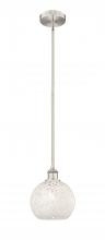  616-1S-SN-G1216-8WM - White Mouchette - 1 Light - 8 inch - Brushed Satin Nickel - Stem Hung - Mini Pendant