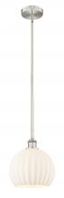  616-1S-SN-G1217-10WV - White Venetian - 1 Light - 10 inch - Brushed Satin Nickel - Stem Hung - Mini Pendant