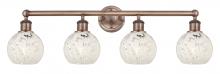  616-4W-AC-G1216-6WM - White Mouchette - 4 Light - 33 inch - Antique Copper - Bath Vanity Light