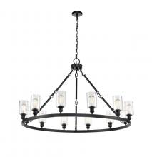  850-BK-G802-LED - Clymer - 12 Light - 50 inch - Matte Black - Chain Hung - Chandelier