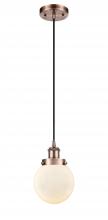  916-1P-AC-G201-6 - Beacon - 1 Light - 6 inch - Antique Copper - Cord hung - Mini Pendant