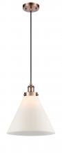  916-1P-AC-G41-L - Cone - 1 Light - 12 inch - Antique Copper - Cord hung - Mini Pendant