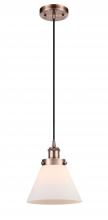  916-1P-AC-G41 - Cone - 1 Light - 8 inch - Antique Copper - Cord hung - Mini Pendant