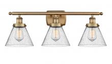  916-3W-BB-G44-LED - Cone - 3 Light - 28 inch - Brushed Brass - Bath Vanity Light